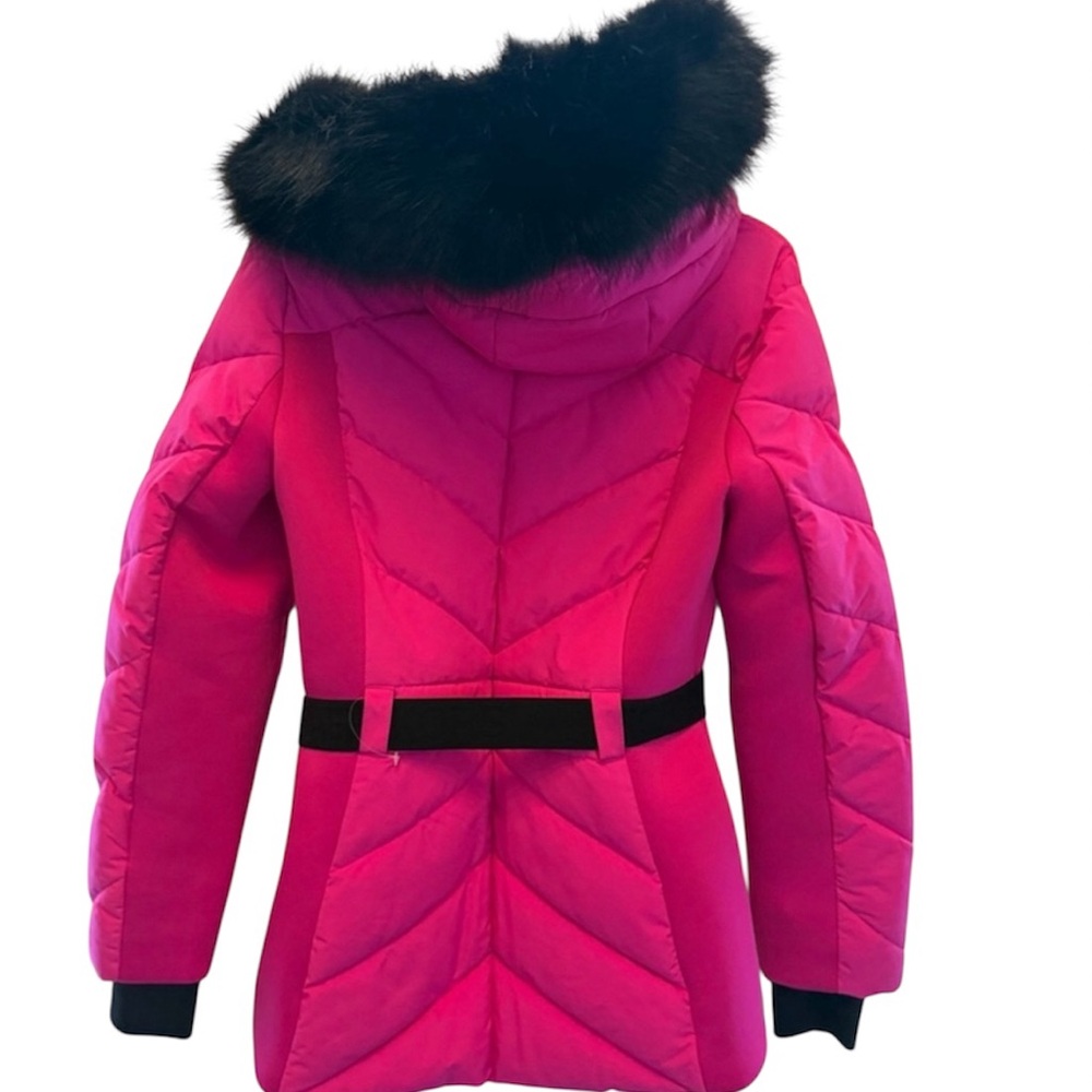 🆕MICHAEL Michael Kors Hot Pink Hooded Belted Puffer Coat ~New w/o tag! SIZE:S - Picture 3 of 9